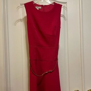 Red Evan Picone Petite Dress with Gold Belt
